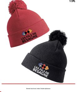 Bonnet avec pompon rouge ou noir